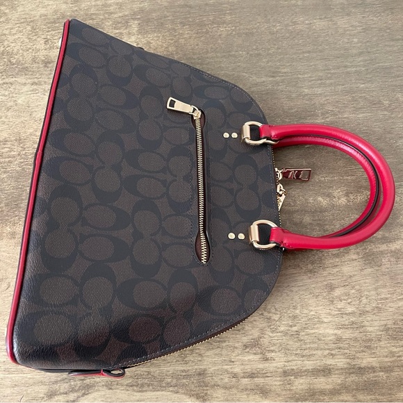 Coach Katy Signature Dome Satchel in Brown and Red - Picture 7 of 14